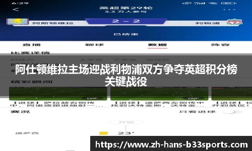 阿仕顿维拉主场迎战利物浦双方争夺英超积分榜关键战役